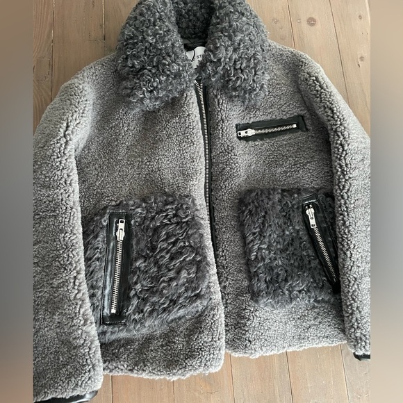 Stand Studio Joann faux fur jacket smoked grey NWT - Picture 6 of 9